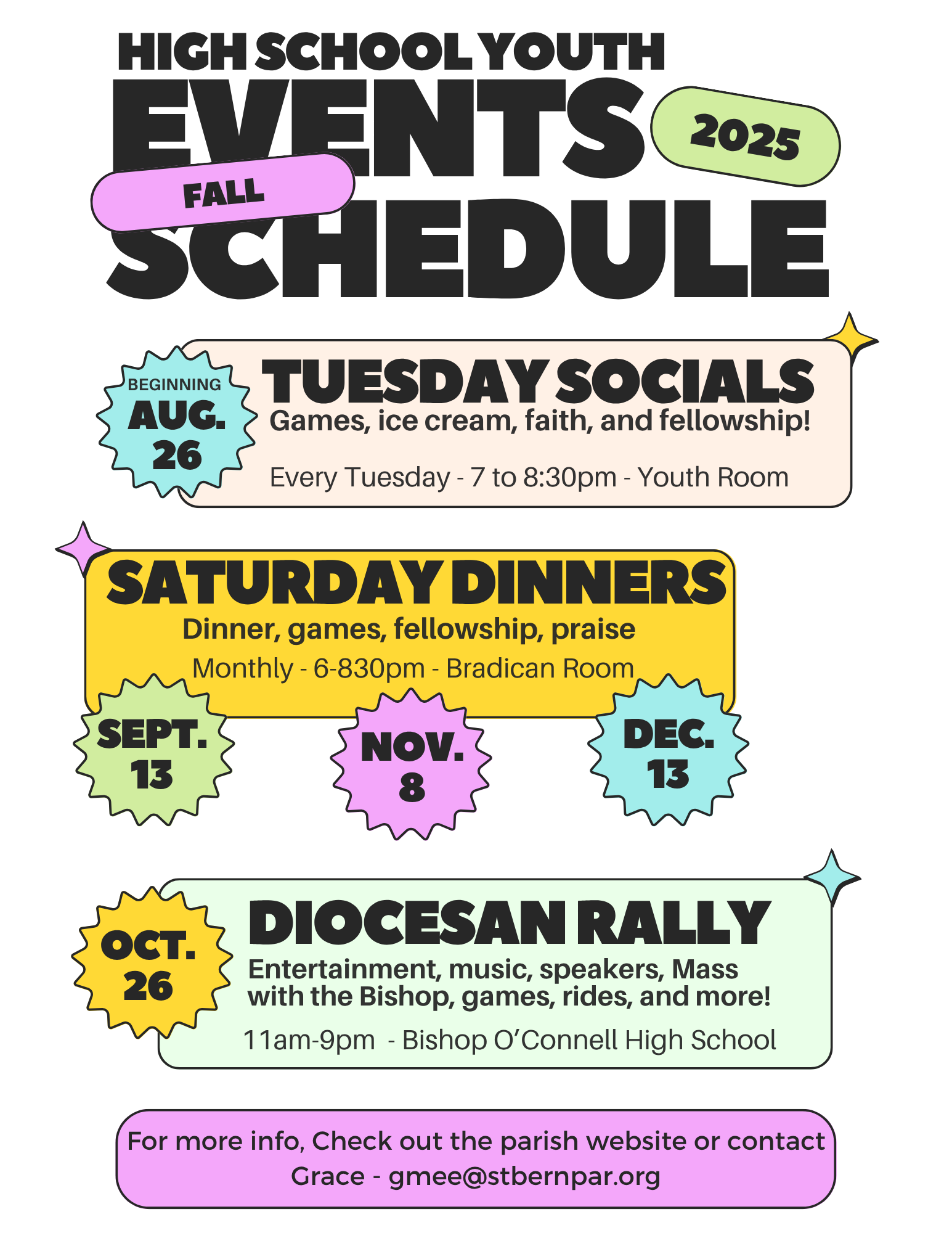 Colorful Playful Bold Style Events Schedule Flyer Colorful Playful Bold Style Events Schedule Flyer